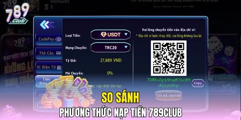 So sánh phương thức nạp tiền 789CLUB So sánh phương thức nạp tiền 789CLUB